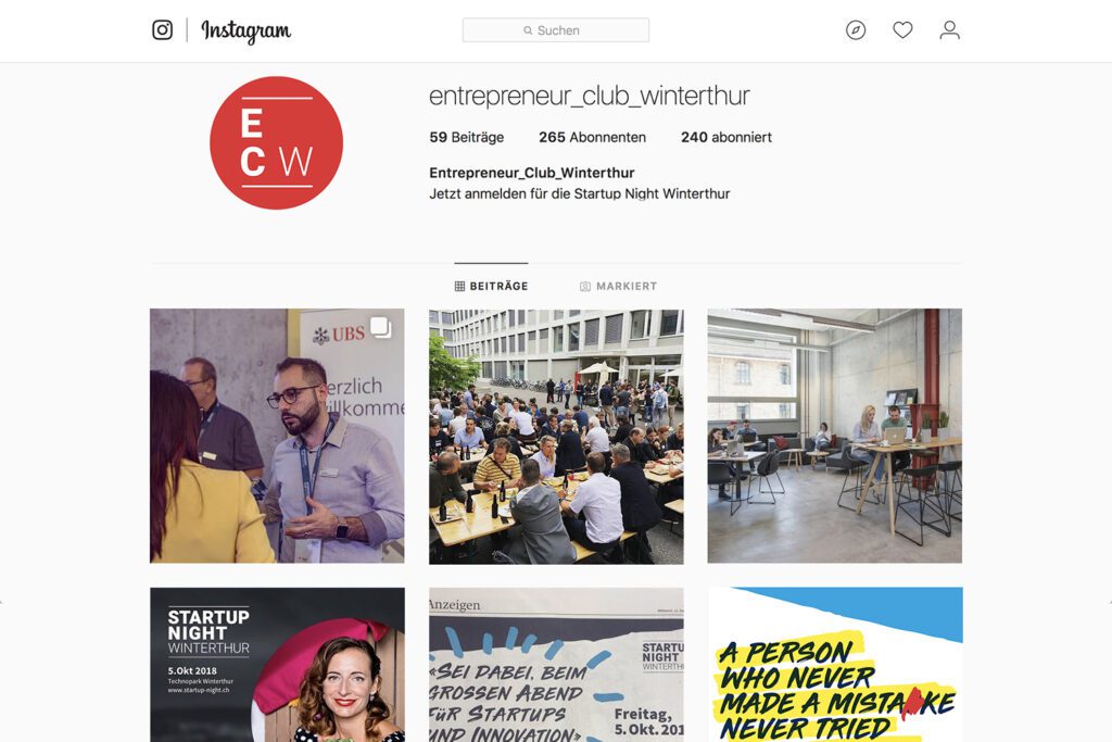 Grafik Agentur Winterthur Entrepreneur Club Werbung